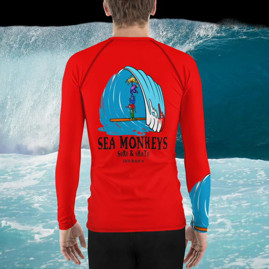 Red Men's Rash Guard - Sea Monkeys