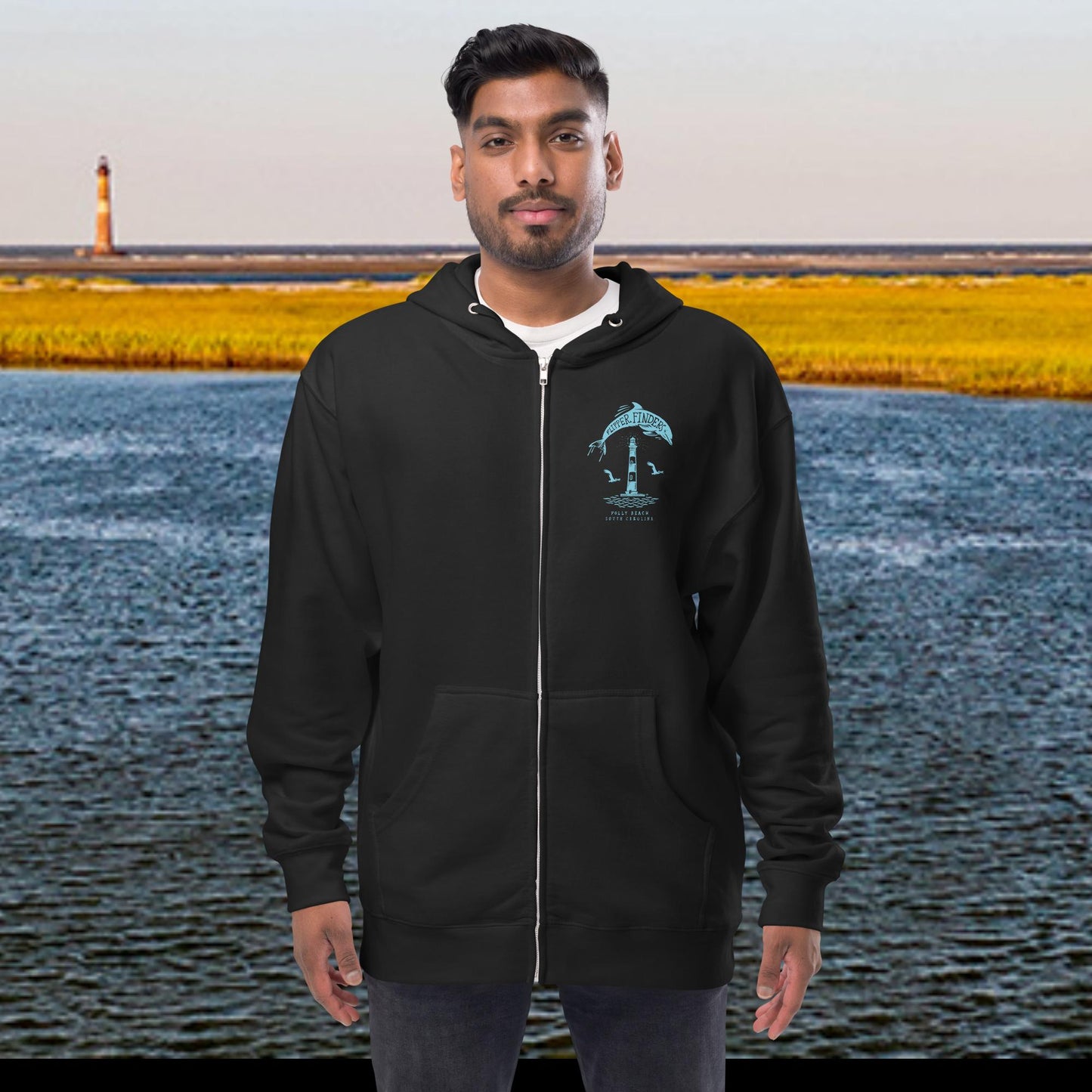 Unisex fleece zip up hoodie - Flipper Finders
