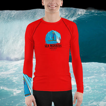 Red Men's Rash Guard - Sea Monkeys