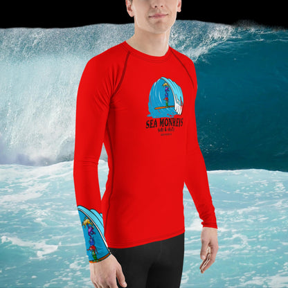 Red Men's Rash Guard - Sea Monkeys